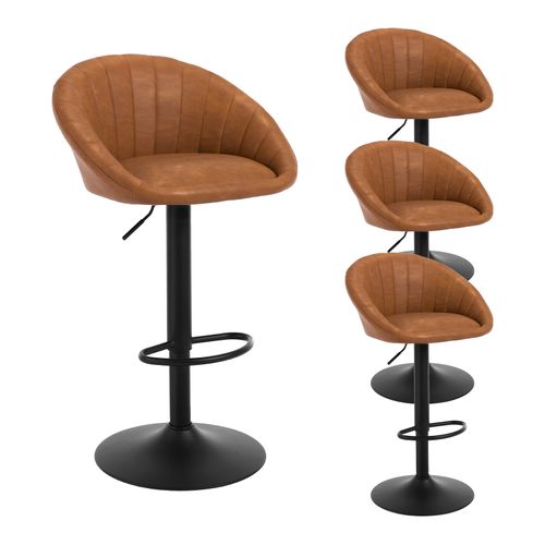 4 X Tabouret Bar, Chaise De Bar, Pivotante, Hauteur Réglable,Rembourré En Similicuir Vintage,Marron