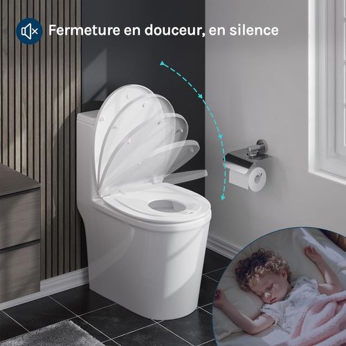 Abattant Wc Familial, Avec Siège Pour Enfant Intégré, Forme En O, Duroplast,pour Adultes Et Enfants