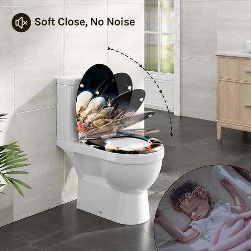 Abattant Wc Avec Frein De Chute, Dégagement Rapide, Charnières Réglables, En Plastique Duroplast