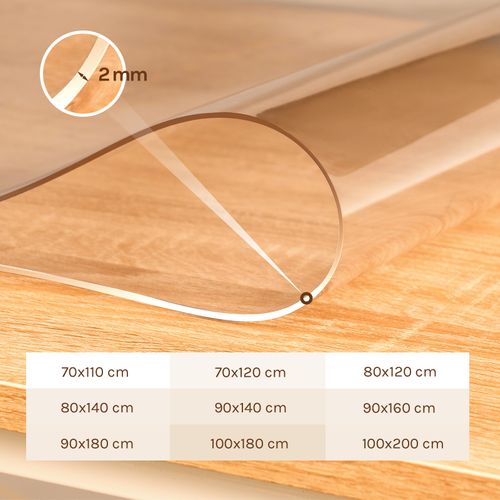 Nappe Transparente, 100x180 Cm, Nappe De Table En Pvc, Imperméable, Antitache, Épaisseur De 2mm