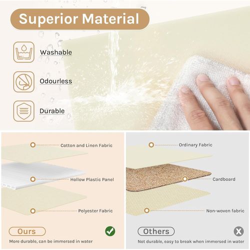 Lot De 3 Boîte De Rangement Pliable, Panier De Rangement En Tissu, Avec Poignées, Crème, 48x20x29cm