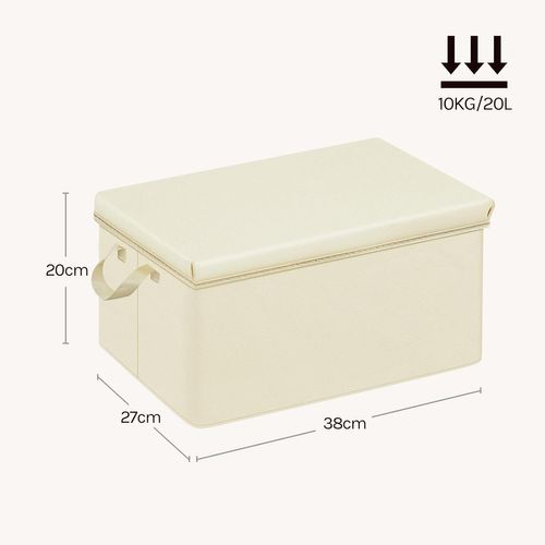 Lot De 6 Boîte De Rangement Pliable, Panier De Rangement En Tissu, Avec Poignées, Crème, 38x20x27cm