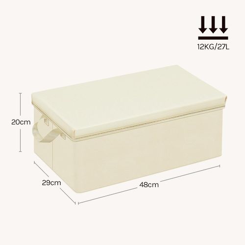 Lot De 6 Boîte De Rangement Pliable, Panier De Rangement En Tissu, Avec Poignées, Crème, 48x20x29cm