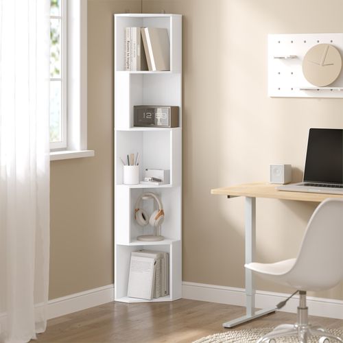 Étagère D'angle, Bibliothèque Étagère Rangement, Bibibliothèque Angle, Avec 5 Casiers Ouverts,blanc