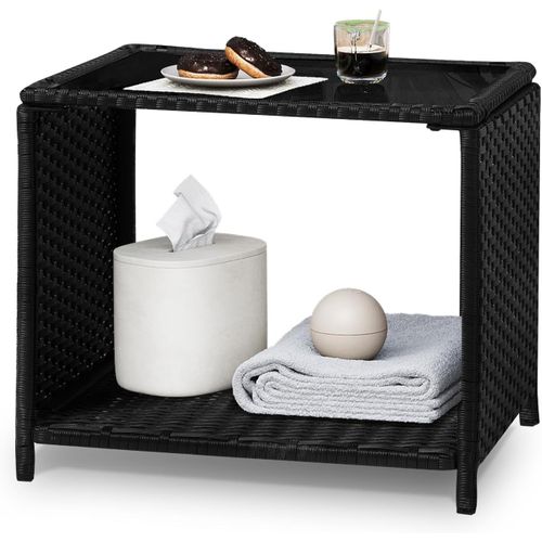 Table Jardin En Rotin Pe,45x45x40cm, Noir