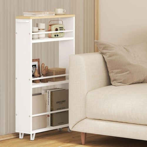 Desserte à Roulettes,desserte Cuisine à 3 Niveaux,avec Poignée+freins,47x80x13cm,chêne Clair+blanc