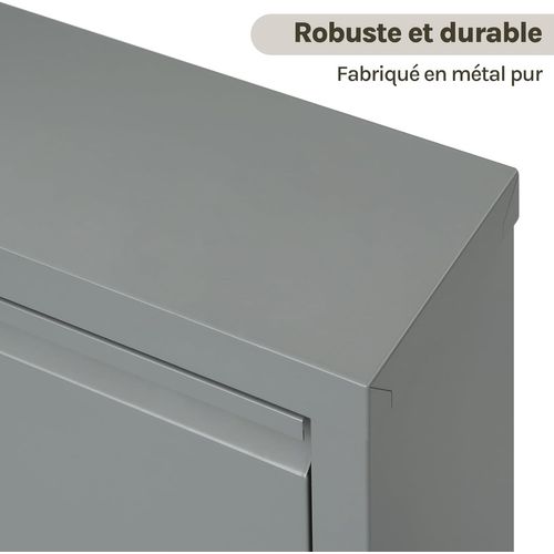 Pack De 2 Armoire à Chaussures, 18 Paires, 3 Compartiments, Porte Abattante, Gris Clair,50x15x106cm