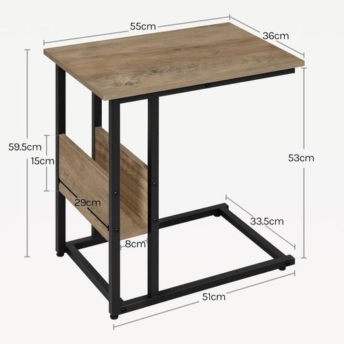 Table D'appoint, Bout De Canapé, En Bois D'ingénierie, Compartiment De Rangement, Chêne Gris