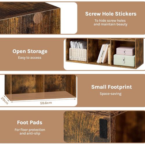 Bibliothèque Étagère Rangement, Avec 6 Cubes, En Bois D'ingénierie, Marron Rustique, 29x89x59,6cm