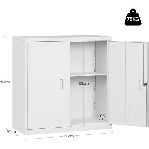 Caisson Bureau,armoire Bureau Métallique,Verrouillable,Avec Étagère Réglable,Meuble Rangement,Blanc