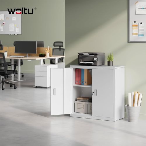 Caisson Bureau,armoire Bureau Métallique,Verrouillable,Avec Étagère Réglable,Meuble Rangement,Blanc