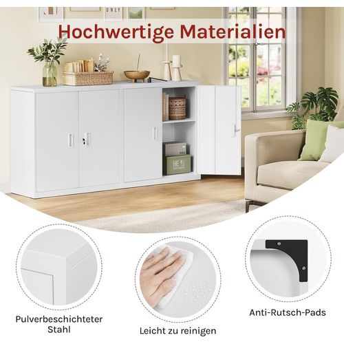 Caisson Bureau,armoire Bureau Métallique,Verrouillable,Avec Étagère Réglable,Meuble Rangement,Blanc