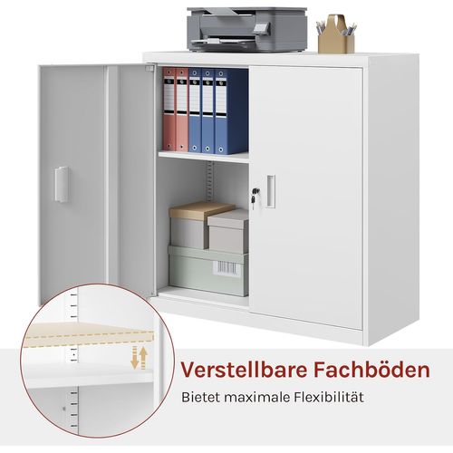 Caisson Bureau,armoire Bureau Métallique,Verrouillable,Avec Étagère Réglable,Meuble Rangement,Blanc