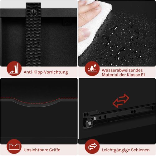 Caisson De Bureau Avec 3 Tiroirs+2 Compartiments Ouverts,en Bois D'ingénierie,80x39,5x69,5cm,noir