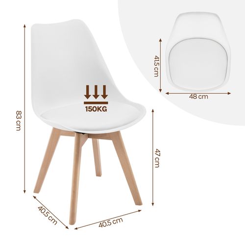 Lot De 4 Chaise Pivotante Salle à Manger, Scandinave,chaise De Cuisine, Siège Rembourré,en Pu,blanc