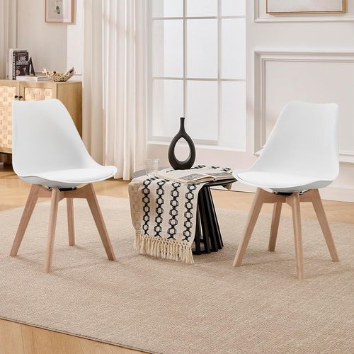 Lot De 4 Chaise Pivotante Salle à Manger, Scandinave,chaise De Cuisine, Siège Rembourré,en Pu,blanc