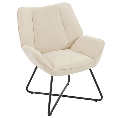 Fauteuil Relax, Fauteuil Salon Rembourré, Fauteuil Scandinave, Pieds En Métal, En Lin, Beige