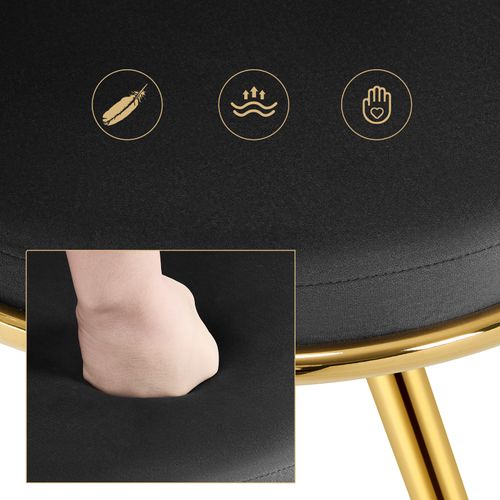 Lot De 4 Chaises Salle à Manger,Pivotante,Rembourrées En Vélours,Dossier Tissé,Pieds En Métal,Noir