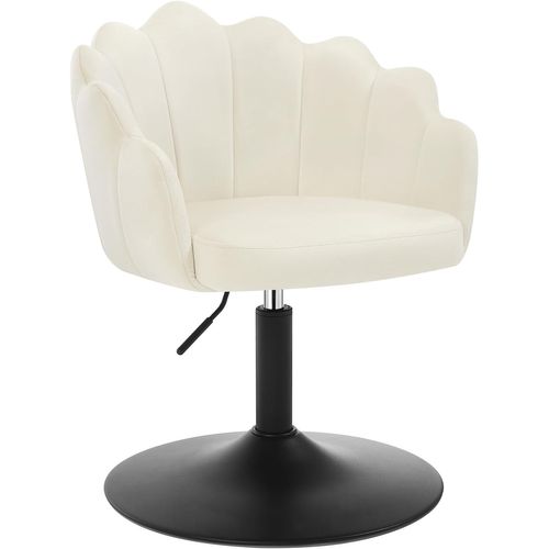 Chaise De Coiffeuse, Fauteuil Pivotant En Velours, Réglable En Hauteur, Dossier Pétale, Crème