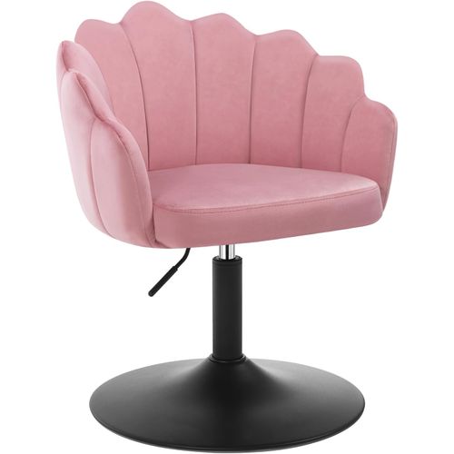 Chaise De Coiffeuse, Fauteuil Pivotant En Velours, Réglable En Hauteur, Dossier Pétale, Rose