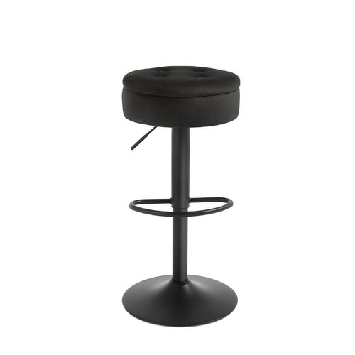 Tabouret Bar Haut, Tabouret Pivotant à 360°, Tabouret Moderne Avec Repose-pieds, Velours+Métal,Noir