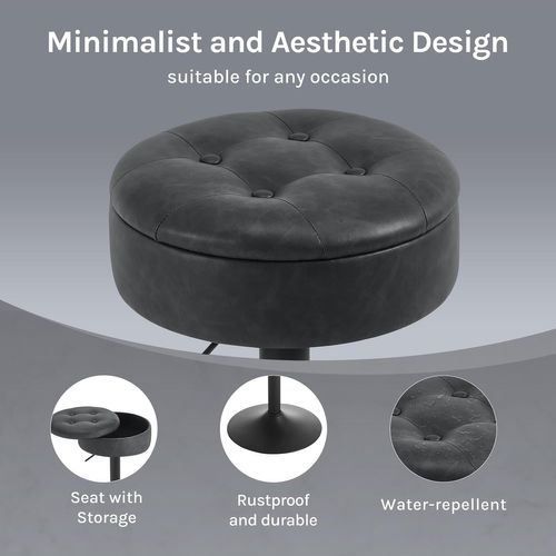 Tabouret Bar Haut, Pivotant à 360°, Tabouret Avec Repose-pieds, Similicuir + Métal, Anthracite