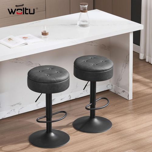 4 X Tabouret Bar Haut, Pivotant à 360°, Tabouret Avec Repose-pieds, Similicuir + Métal, Anthracite