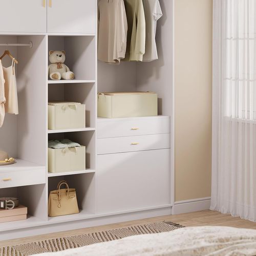 Lot De 3 Boîte De Rangement Ouverte En Tissu, Panier Rangement Pliable, Crème, 47x28x20 Cm