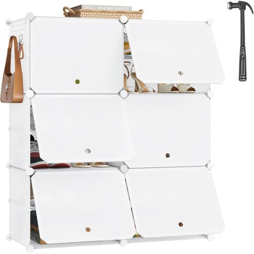 Boîte Rangement Chaussures,meuble Chaussure à 6 Compartiments,en Plastique,45x35x35cm/casier,blanc
