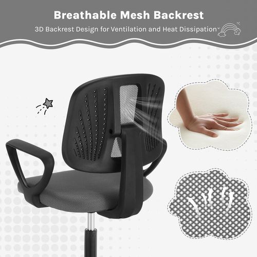Chaise Bureau Enfant, Fauteuil Bureau Enfant, En Maille Respirante, Dossier Réglable, Gris