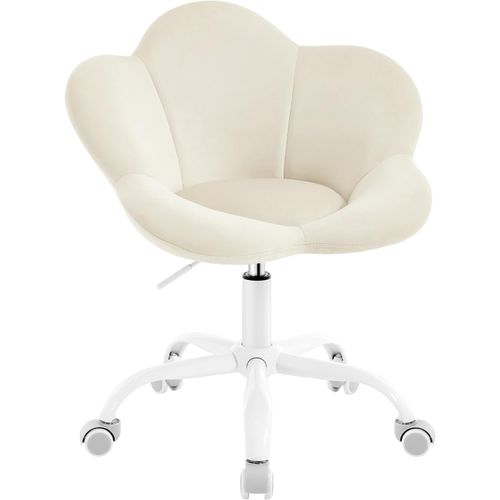 Chaise Bureau Enfant, Chaise Pivotante En Velours, Ergonomique Hauteur Réglable, Beige