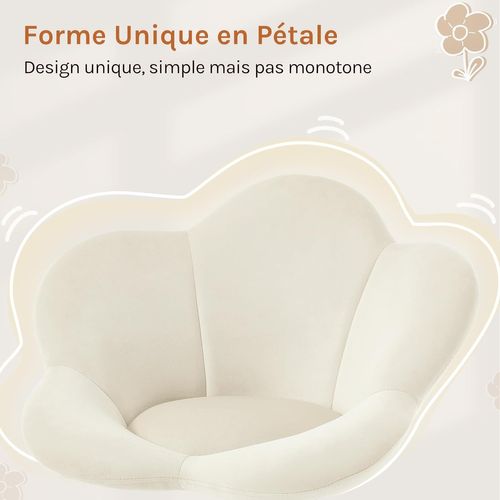 Chaise Bureau Enfant, Chaise Pivotante En Velours, Ergonomique Hauteur Réglable, Beige