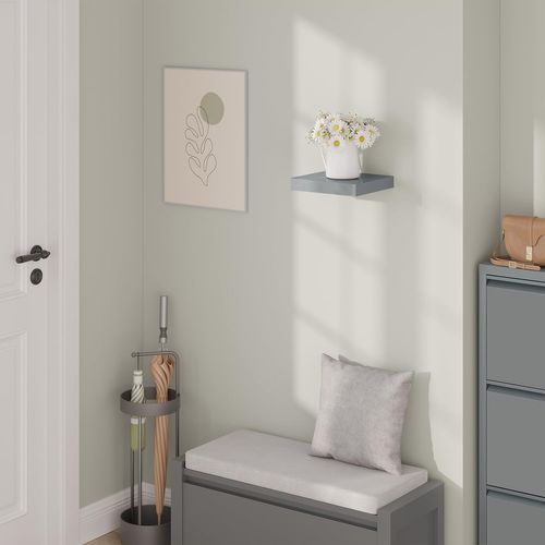 Étagère Murale, Étagère à Livres, Cd Dvd, Panneau De Bois,gris Brillant,25x22,9x3,8cm