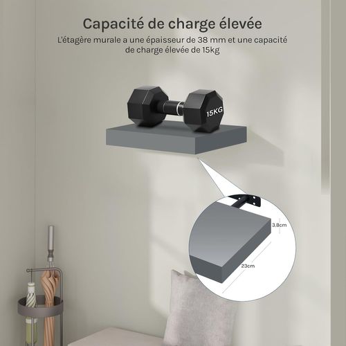 Étagère Murale, Étagère à Livres, Cd Dvd, Panneau De Bois,gris Brillant,25x22,9x3,8cm