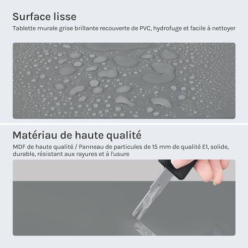 Étagère Murale, Étagère à Livres, Cd Dvd, Panneau De Bois,gris Brillant,25x22,9x3,8cm