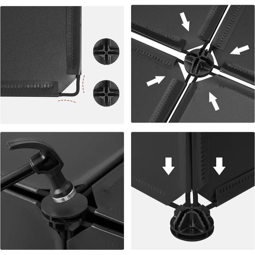 Meuble Chaussure Avec 8 Compartiments, Pour 32 Paires, Empilable, En Plastique, Blanc+noir