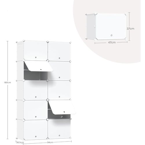 Meuble Chaussure Empilable-Rangement Chaussure Avec 10 Compartiments-40 Paires-En Plastique-Blanc