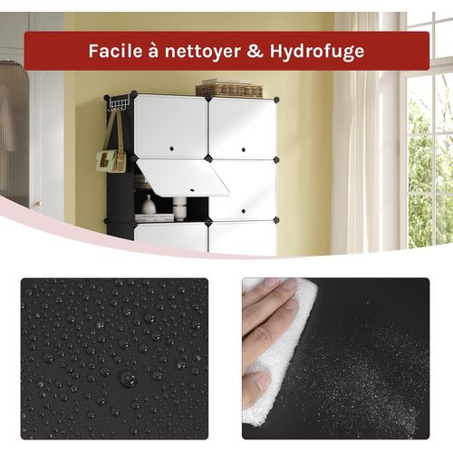 Meuble Chaussure, Rangement Chaussure Avec 10 Compartiments, Empilable, En Plastique, Blanc+Noir