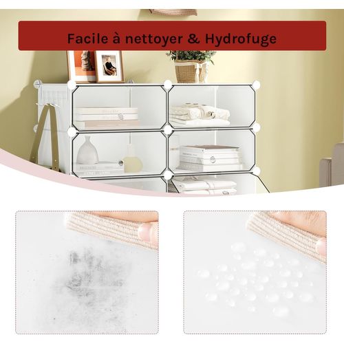 Lot De 10 Rangement Chaussures, Empilable, Pour 20 Paires, Avec Porte, Crochets, 40x30x170cm, Blanc