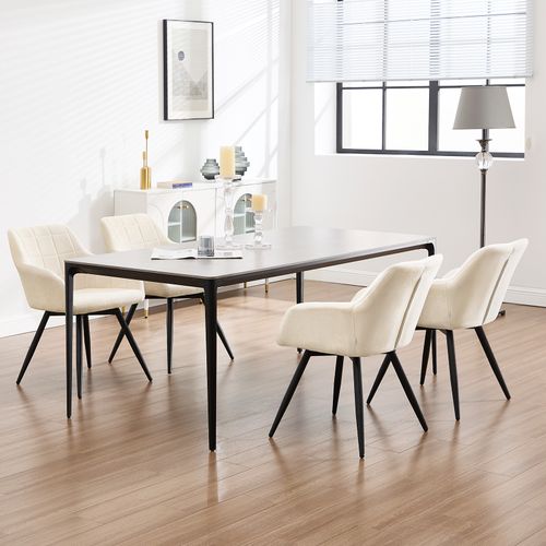 Chaise Pivotante Salle à Manger, Fauteuil Salle à Manger, Siège Rembourré En Velours, Beige