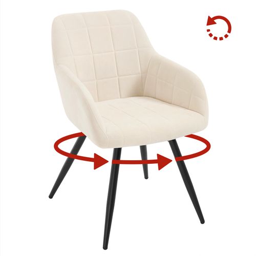 Chaise Pivotante Salle à Manger, Fauteuil Salle à Manger, Siège Rembourré En Velours, Beige