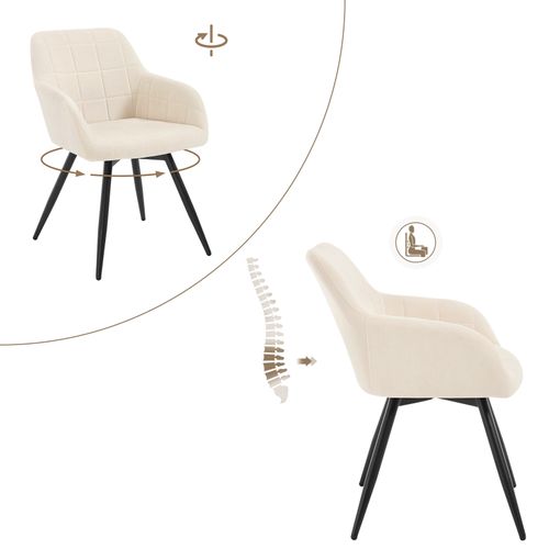 Chaise Pivotante Salle à Manger, Fauteuil Salle à Manger, Siège Rembourré En Velours, Beige