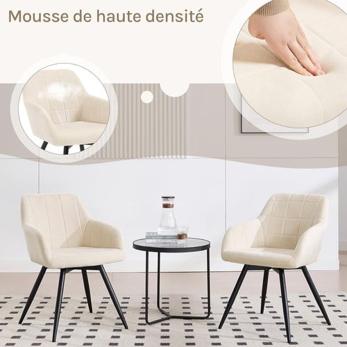 Chaise Pivotante Salle à Manger, Fauteuil Salle à Manger, Siège Rembourré En Velours, Beige