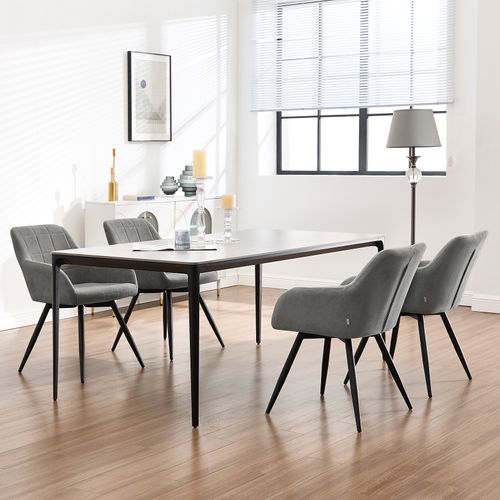 Chaise Pivotante Salle à Manger, Fauteuil Salle à Manger, Siège Rembourré En Velours, Gris Foncé