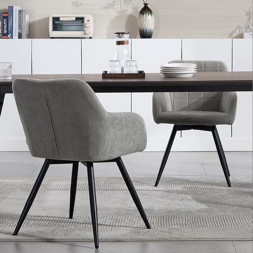 Chaise Pivotante Salle à Manger, Fauteuil Salle à Manger, Siège Rembourré En Velours, Gris Foncé