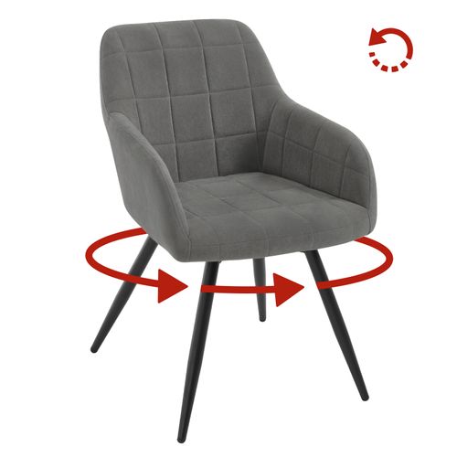 Chaise Pivotante Salle à Manger, Fauteuil Salle à Manger, Siège Rembourré En Velours, Gris Foncé