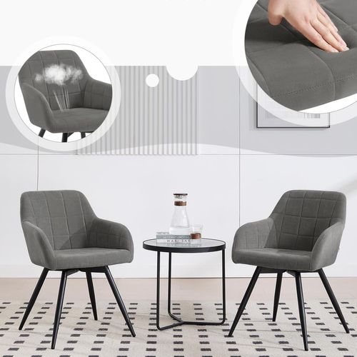 Chaise Pivotante Salle à Manger, Fauteuil Salle à Manger, Siège Rembourré En Velours, Gris Foncé