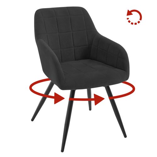 Chaise Pivotante Salle à Manger, Fauteuil Salle à Manger, Siège Rembourré En Velours, Noir