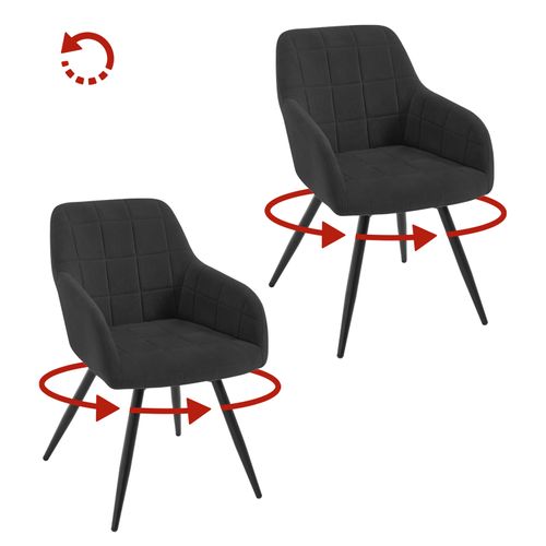 Lot De 2 Chaises Pivotantes Salle à Manger,fauteuil Salle à Manger,siège Rembourré En Velours,noir