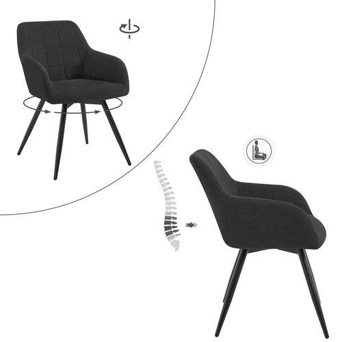 Lot De 2 Chaises Pivotantes Salle à Manger,fauteuil Salle à Manger,siège Rembourré En Velours,noir